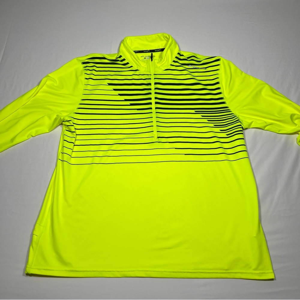 Brooks Run Happy Running Safety Shirt Bright Neon Green Yellow Mens XL